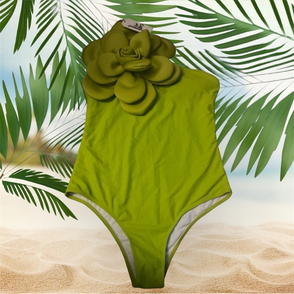 Brand new with tag embelished swimsuit with 3D flower one piece - Picture 3 of 5